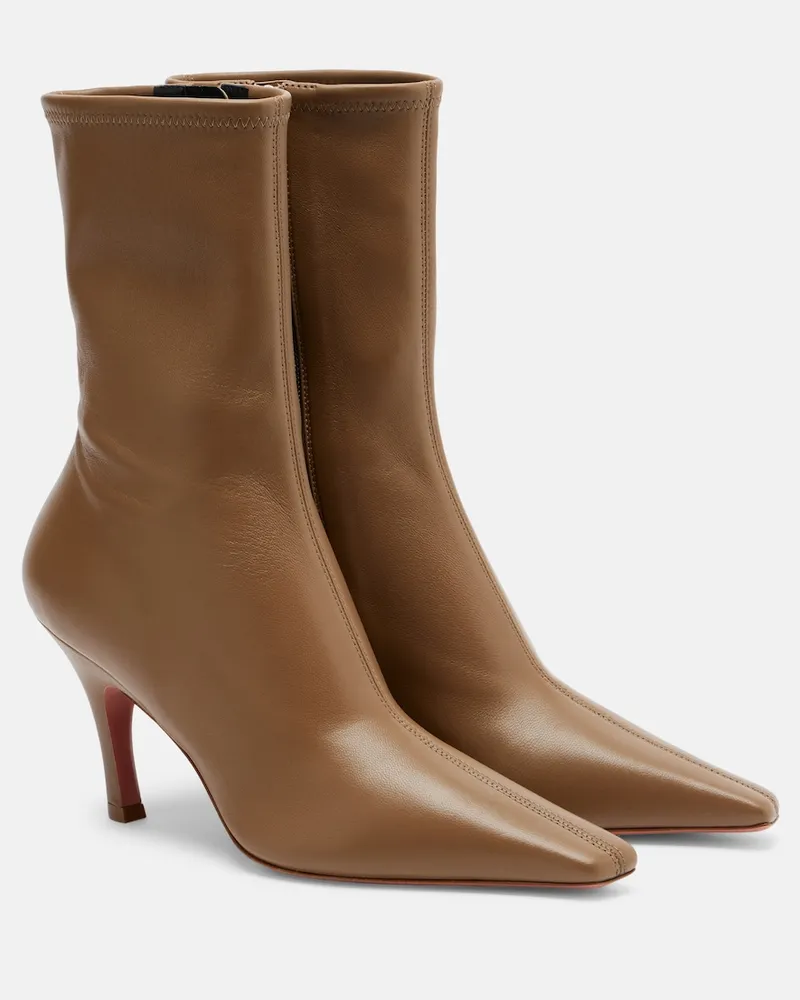 Amina Muaddi Ankle Boots Jamie aus Leder Braun
