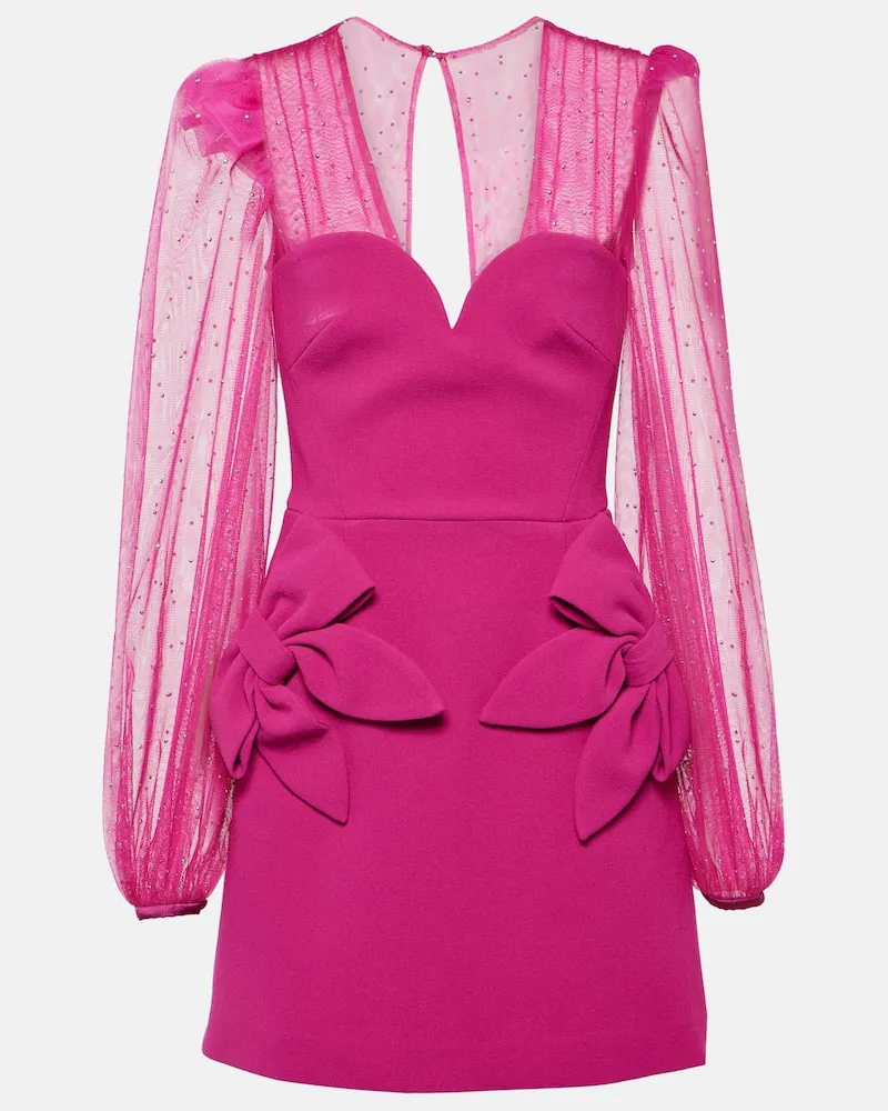 Rebecca Vallance Verziertes Minikleid Lilah aus Crêpe Rosa