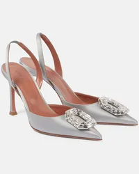 Amina Muaddi Slingback-Pumps Camelia 90 aus Satin Grau