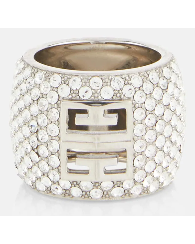 Givenchy Ring 4G mit Kristallen Silber