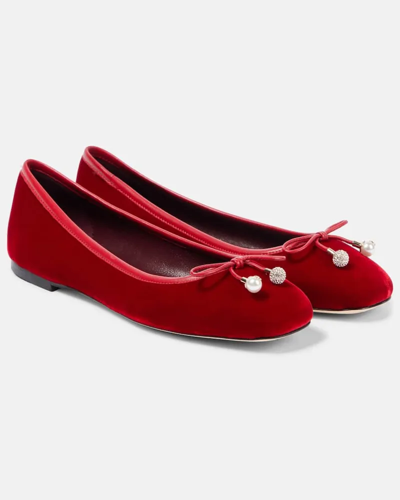 Jimmy Choo Ballerinas Elme aus Samt Rot