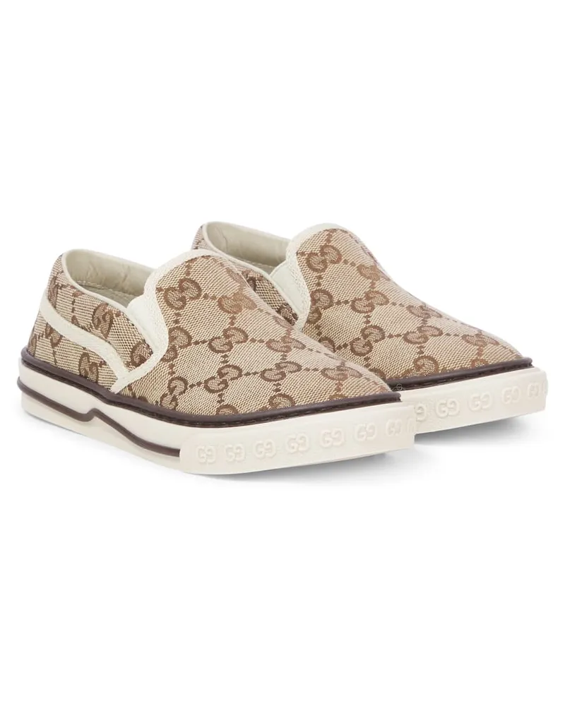 Gucci Slip-Ons GG aus Canvas Braun