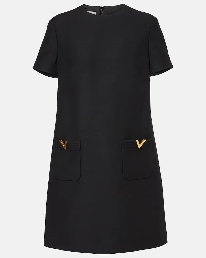 Valentino Garavani Minikleid VGold aus Crepe Couture Schwarz
