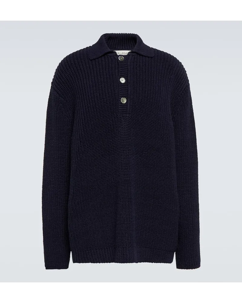 Our Legacy Pullover Big Piquet aus Baumwolle Blau