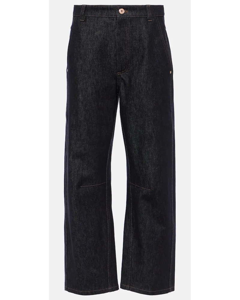 Brunello Cucinelli Cropped Straight Jeans Blau