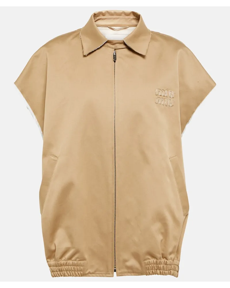 Miu Miu Weste aus Baumwoll-Twill Beige