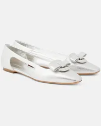 Ferragamo Ballerinas Terea aus Metallic-Leder Silber