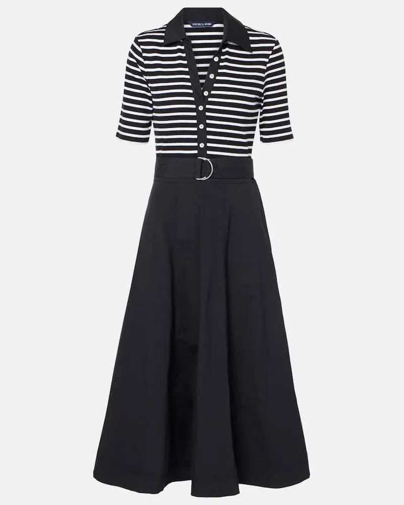 Veronica Beard Polokleid Delise aus einem Baumwollgemisch Schwarz