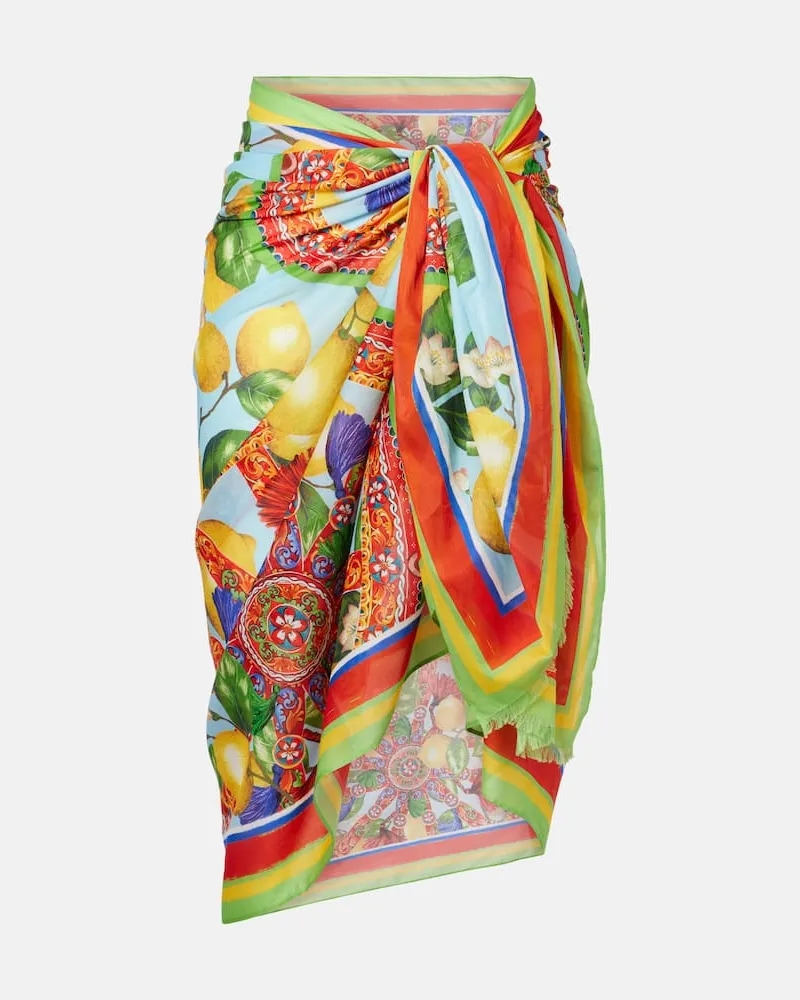 Dolce & Gabbana Bedruckter Pareo aus Baumwolle Multicolor