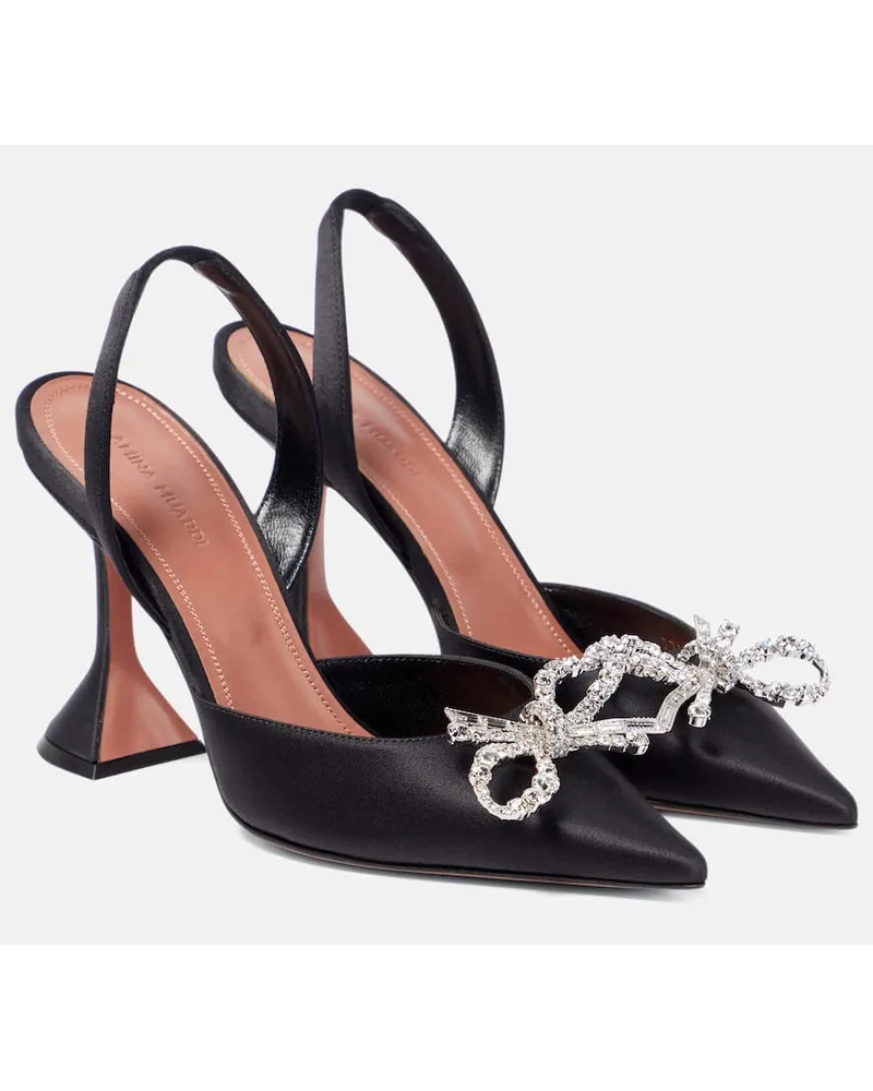 Amina Muaddi Slingback-Pumps Rosie aus Satin Schwarz