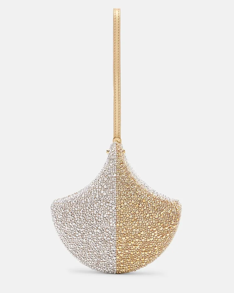 Bulgari Verzierte Clutch Ginkgo aus Veloursleder Gold