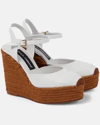 Dolce & Gabbana Espadrille-Wedges aus Leder Weiss