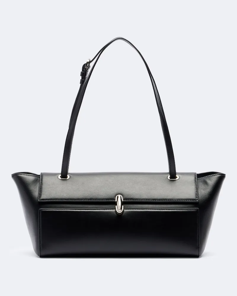 SAVETTE Schultertasche Symmetry Trapeze Medium aus Leder Schwarz