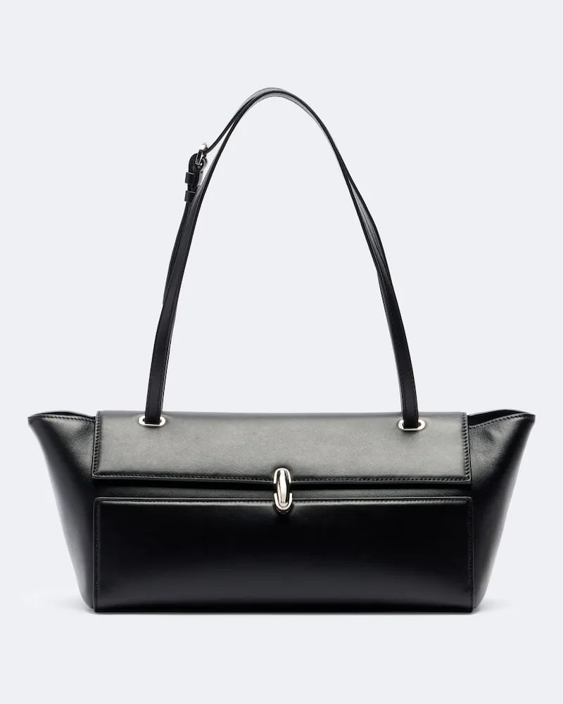 SAVETTE Schultertasche Symmetry Trapeze Medium aus Leder Schwarz