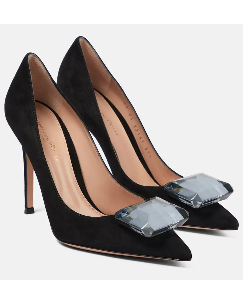 Gianvito Rossi Verzierte Pumps Jaipur 105 aus Veloursleder Schwarz