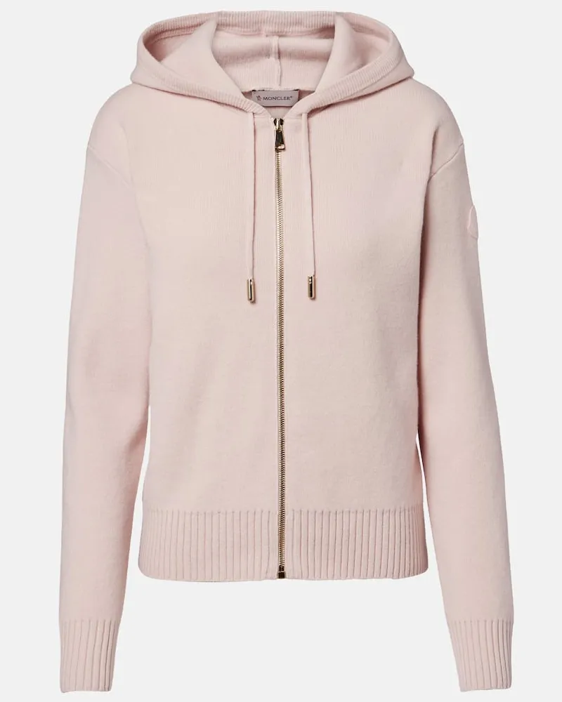 Moncler Kapuzenjacke aus Wolle und Kaschmir Rosa