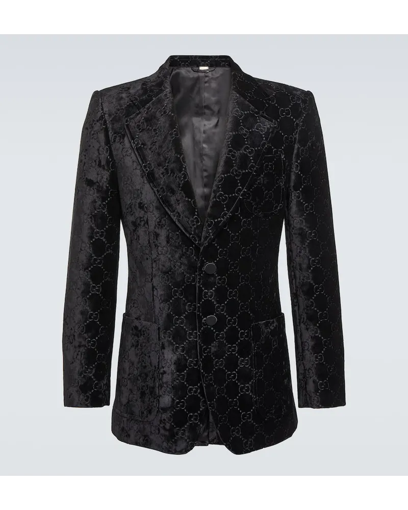 Gucci Blazer GG aus Samt Schwarz