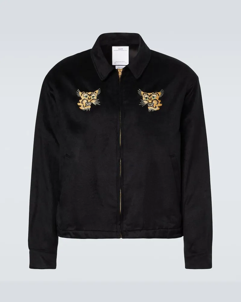 Visvim Besticktes Blouson Norad aus Seide Schwarz