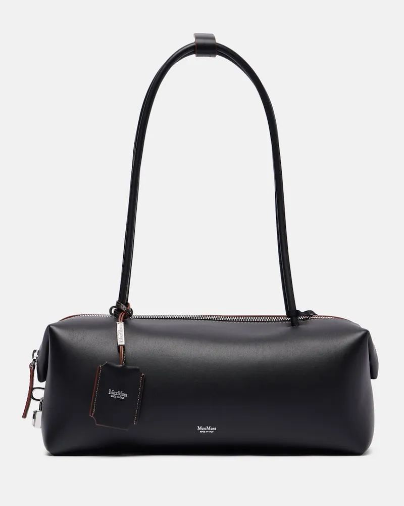 Max Mara Tote Bag Pouch Holdall Small aus Leder Schwarz