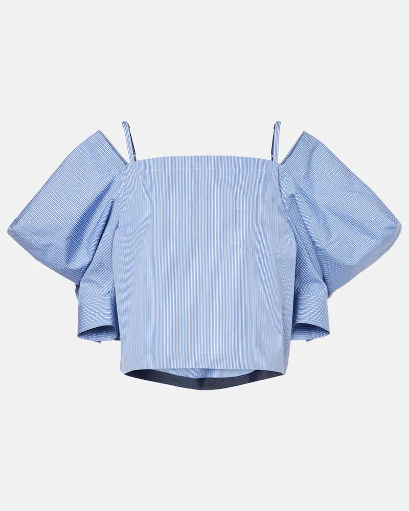 Sacai Top aus Baumwollpopeline Blau