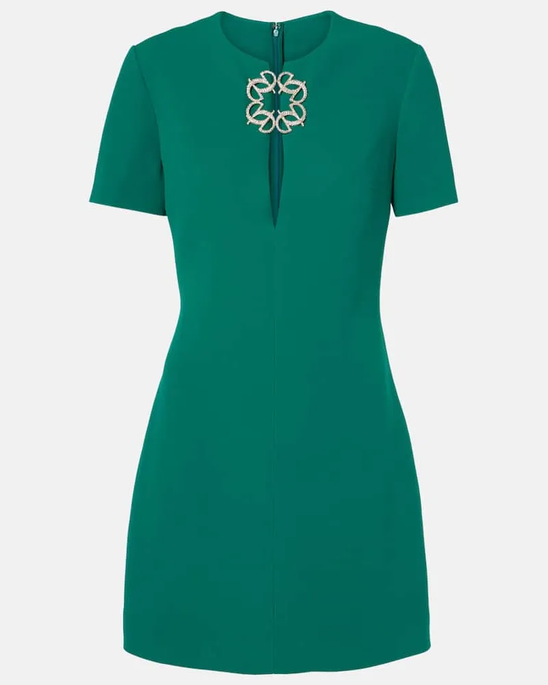 Elie Saab Verziertes Minikleid aus Cady Blau