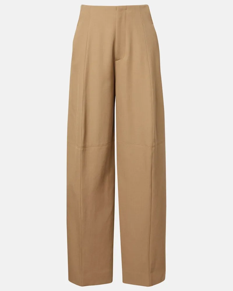 Victoria Beckham Weite High-Rise-Hose aus Schurwolle Braun