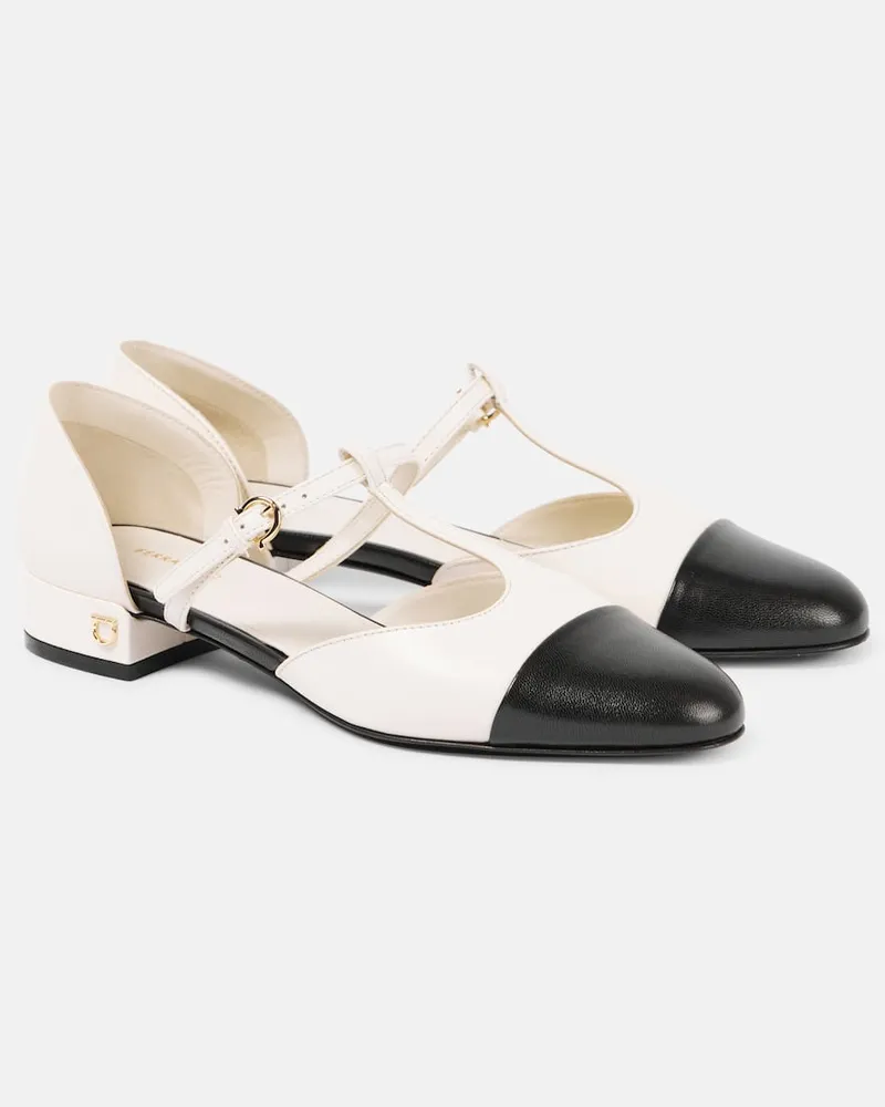 Ferragamo Mary-Jane-Ballerinas Linette aus Leder Weiss