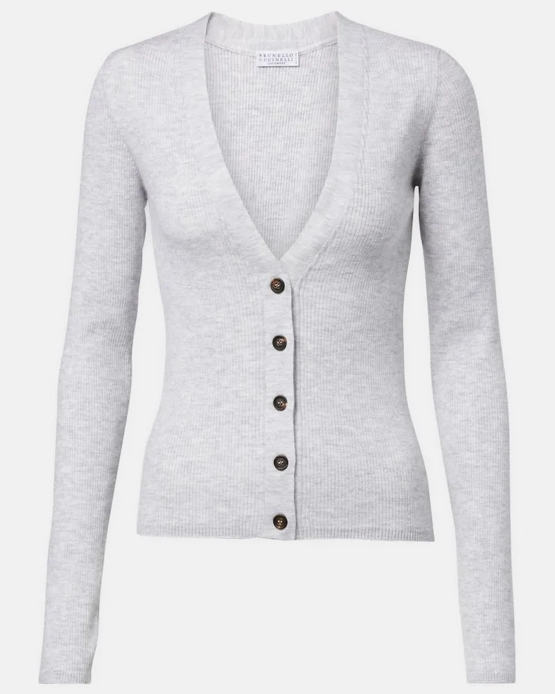 Brunello Cucinelli Cardigan aus Rippstrick Grau