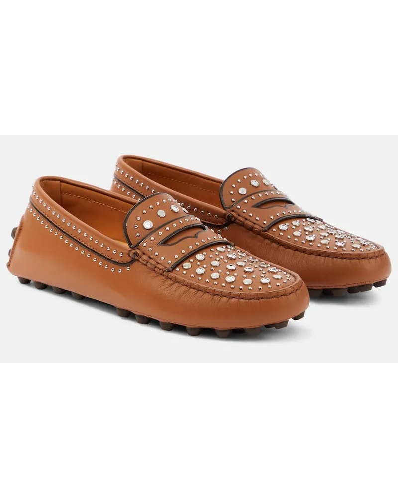 TOD'S Verzierte Mokassins Gommino aus Leder Braun