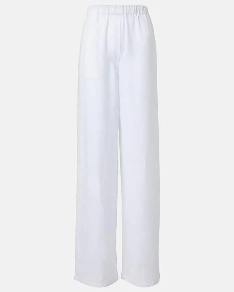 Loro Piana Weite High-Rise-Hose Valerio aus Leinen Weiß