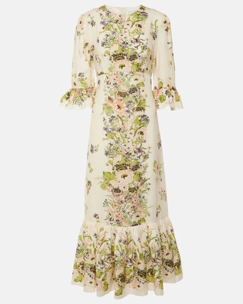 Zimmermann Maxikleid Halliday aus Leinen Weiã