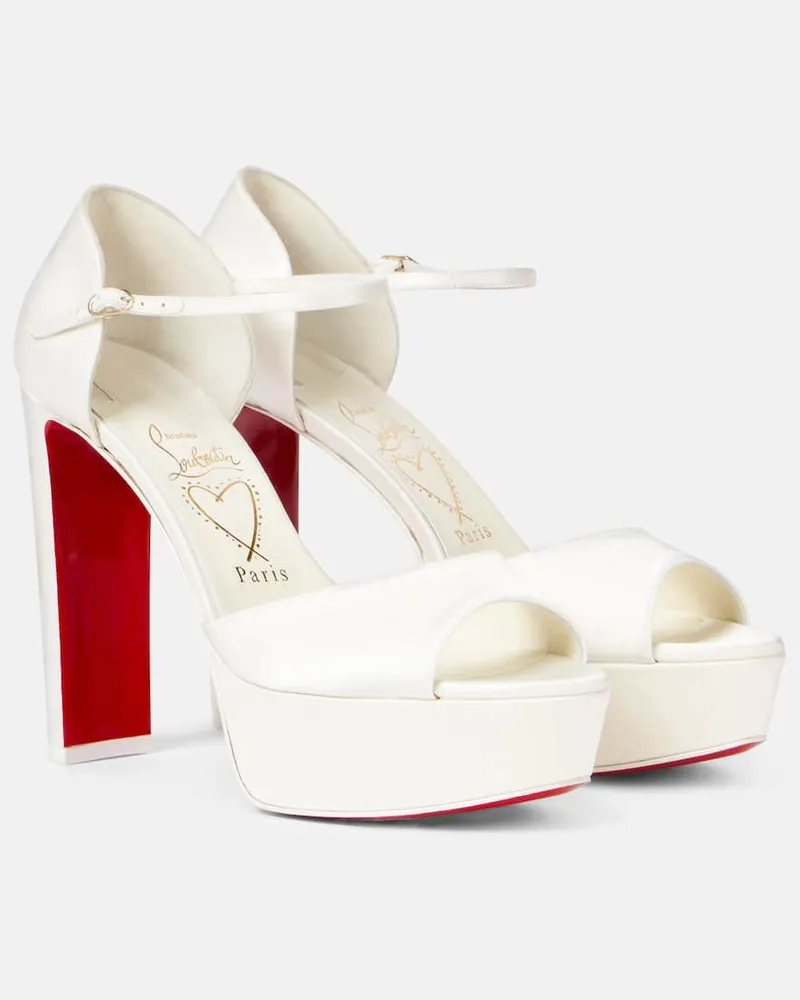 Christian Louboutin Bridal Plateausandalen Sandaloo 130 aus Satin Weiß