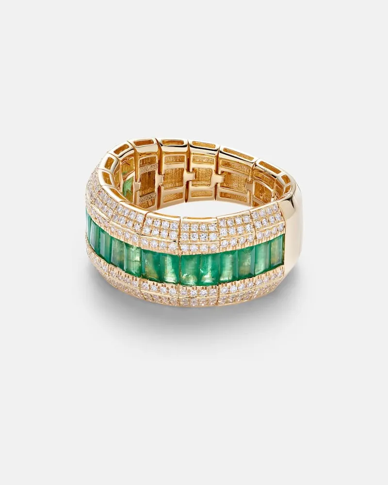 SHAY Ring aus 18kt Gelbgold mit Diamanten und Smaragden Gold