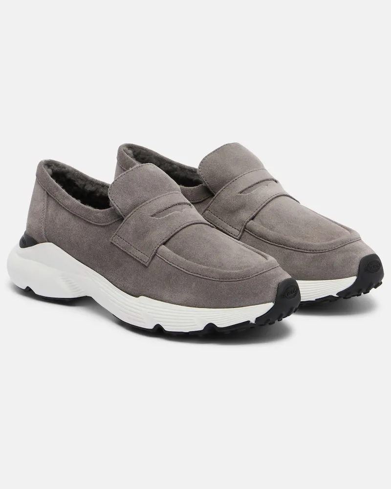 TOD'S Slip-Ons aus Leder mit Shearling Grau