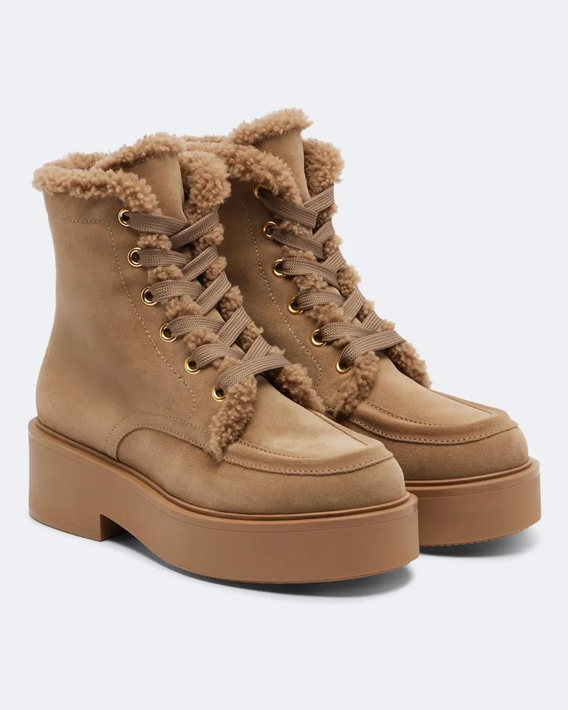 Gianvito Rossi Schnürstiefel Kiso mit Shearling Braun