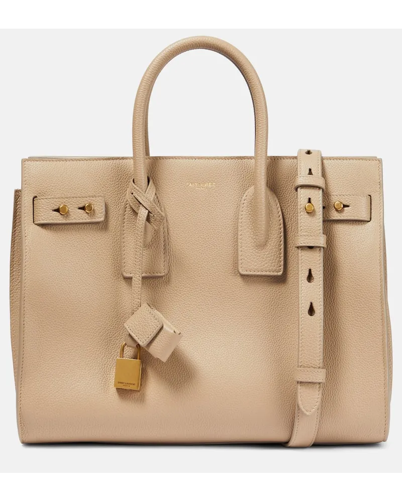 Saint Laurent Tote Sac De Jour Small aus Leder Beige