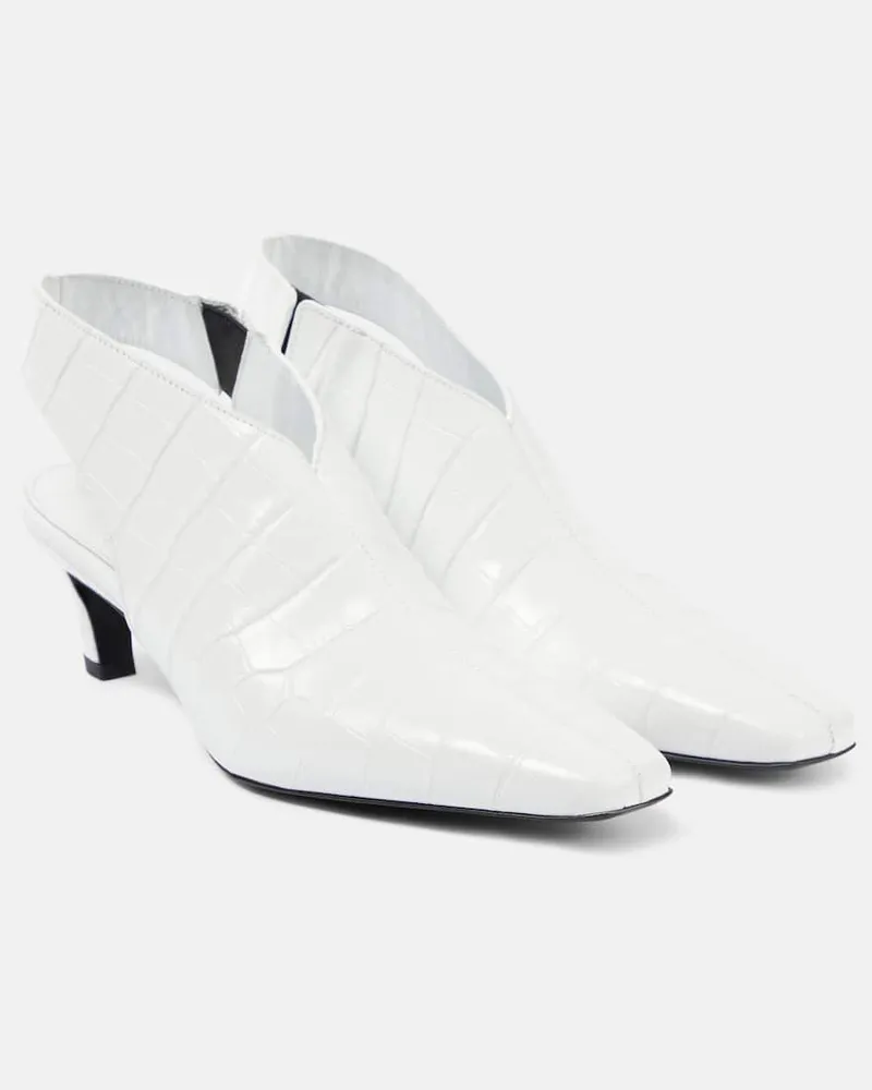 Totême Slingback-Pumps The Croco Slim aus Leder Weiß