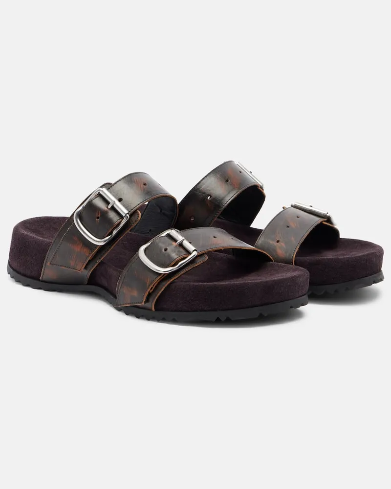 Dries van Noten Sandalen aus Leder und Veloursleder Braun