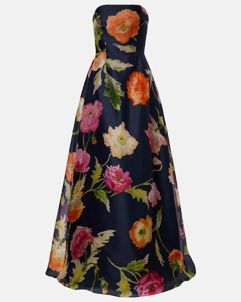 Carolina Herrera New York Robe aus Seide Blau