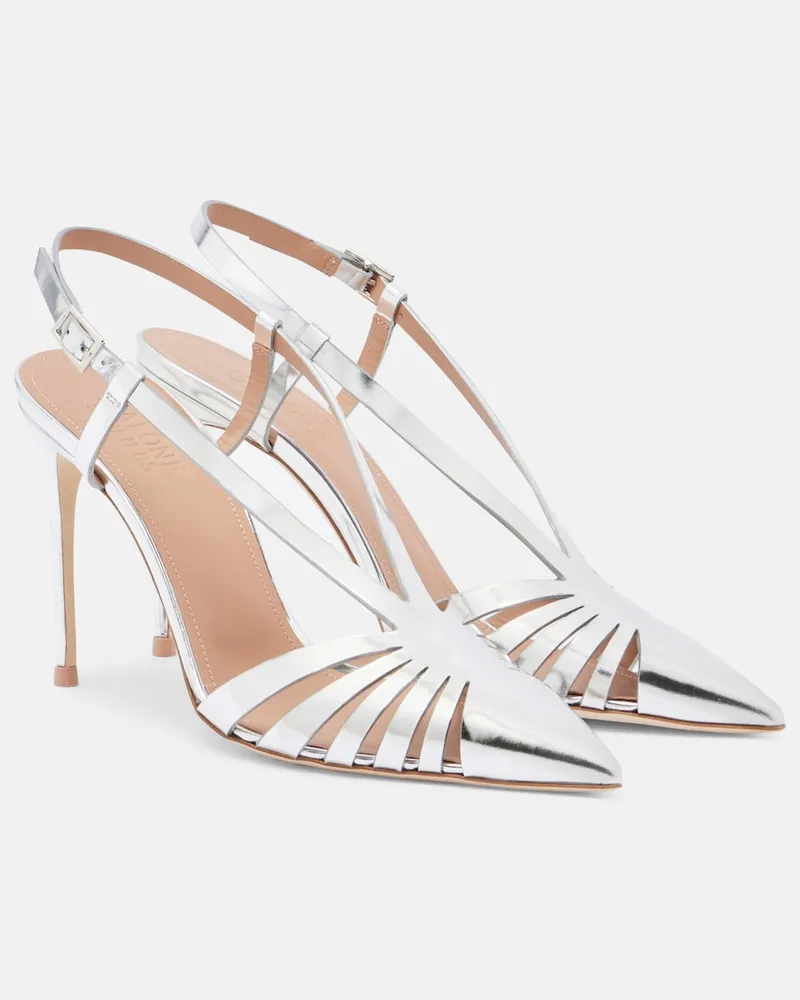 Malone Souliers Slingback-Pumps Janette aus Metallic-Leder Silber