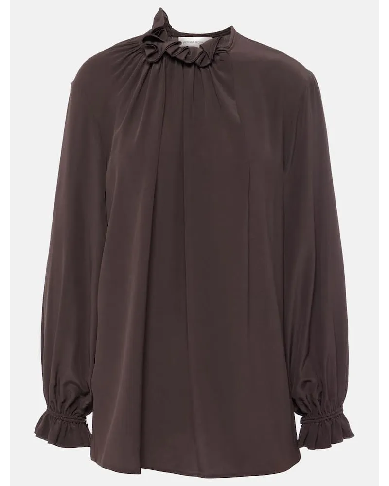 Victoria Beckham Top aus Crêpe de Chine aus Seide Schwarz