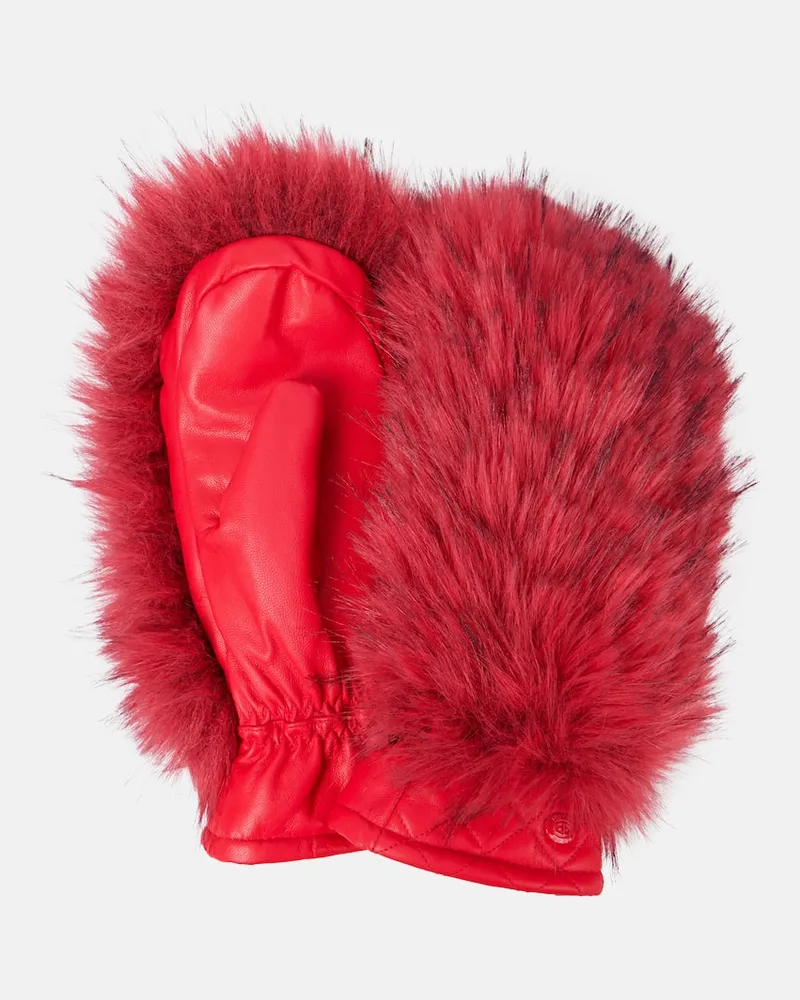 GOLDBERGH Skifäustlinge Hill aus Leder mit Faux Fur Rot