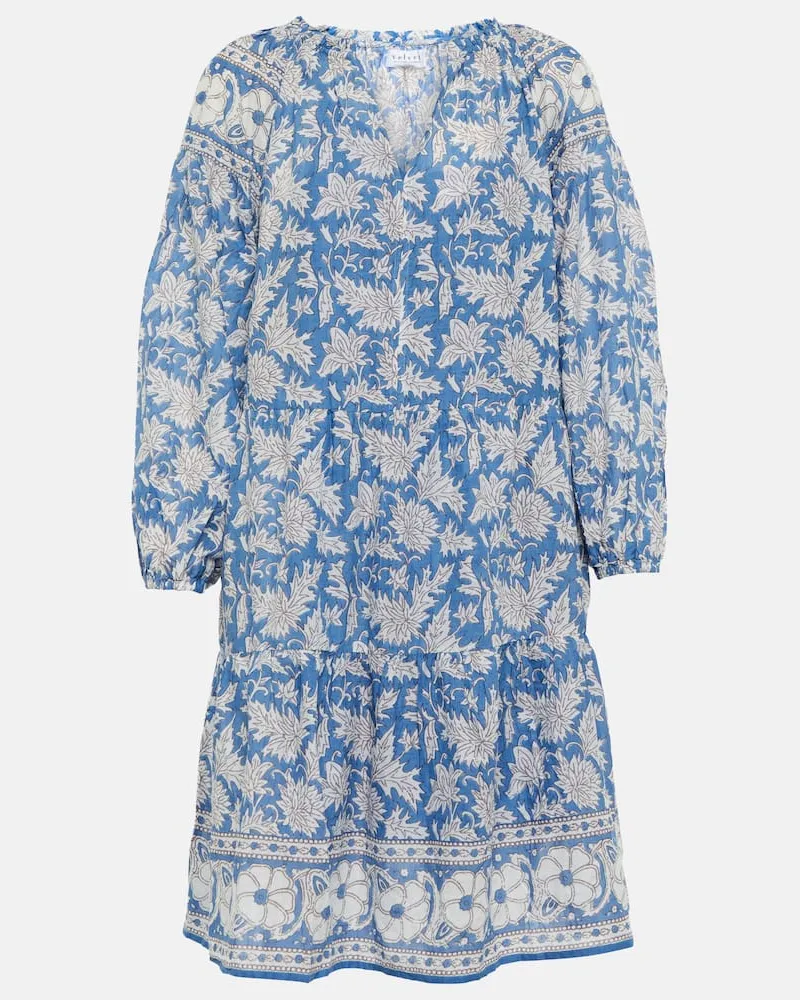 Velvet Minikleid Lilah aus Baumwolle Blau