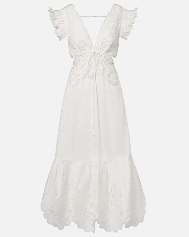 FARM Rio Midikleid aus Baumwolle Weiß