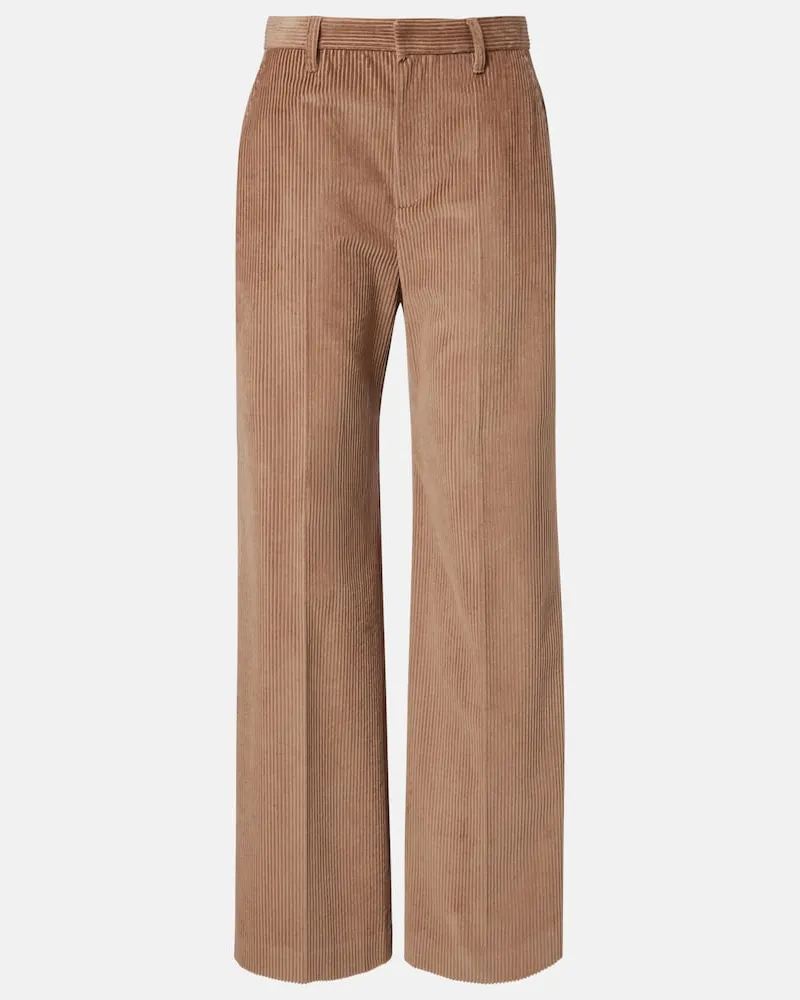 Brunello Cucinelli Weite Hose Monili aus Baumwoll-Cord Beige