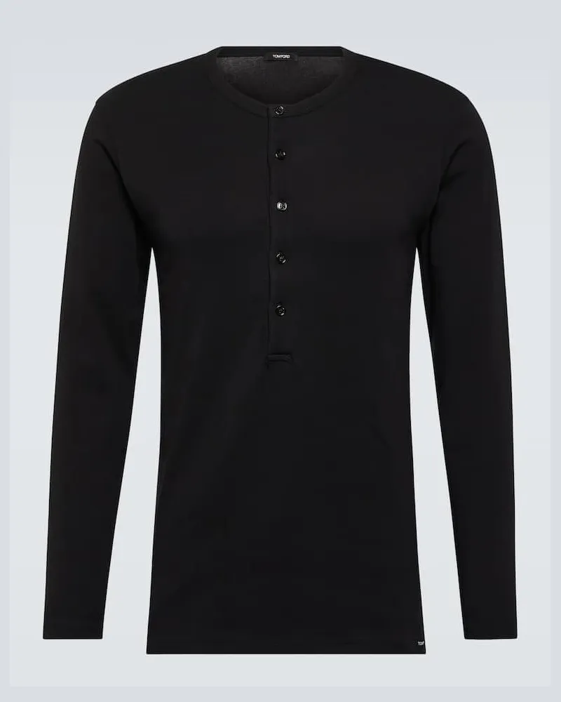 Tom Ford Henley-Top aus einem Baumwollgemisch Schwarz