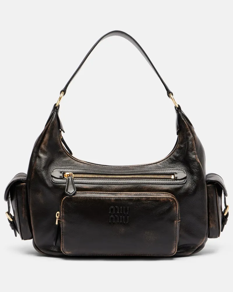 Miu Miu Schultertasche aus Leder Braun