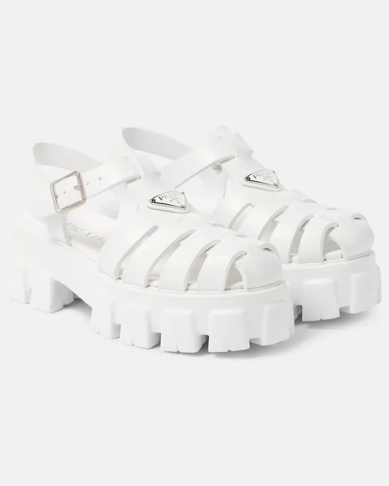 Prada Sandalen Monolith aus Lederimitat Weiß