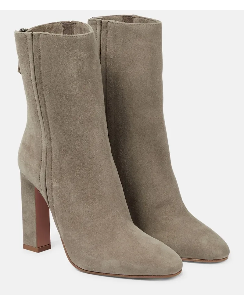 Aquazzura Ankle Boots aus Veloursleder Grau