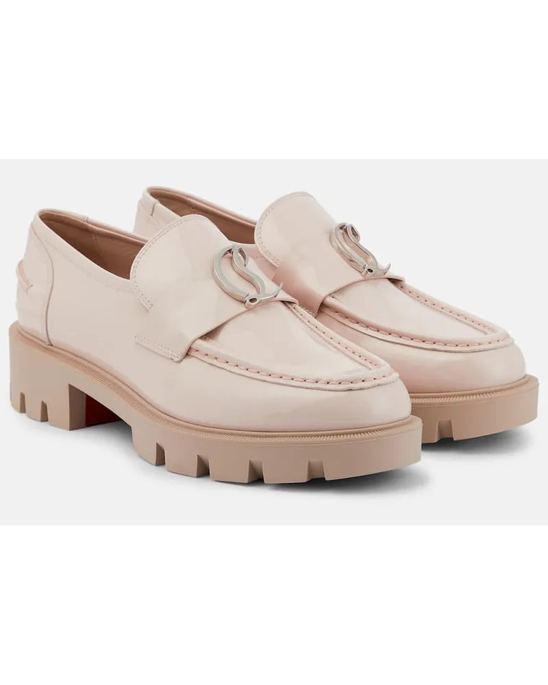Christian Louboutin Loafers CL Moc Lug aus Lackleder Beige
